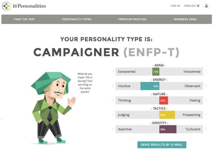 16 Personalities Test - Campaigner